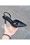 Women's Thin Heel Buckle Open Back Stiletto Mold Shoes - 4