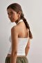 Ekru Halter Neck Crop Top Body Ekru - 2