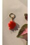 Red Color Clover Shape Small Keychain with Gold Accessories Handmade Epoxy Gift - 3