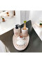 5 Piece Marble Patterned Concrete Bathroom Set, Liquid Soap Dispenser Toothbrush Holder Accessory - 3