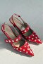 Selorin Matte Leather Staple Detailed Stiletto Red - 6