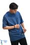 Loose and Comfortable Cut Pocket Detailed Crew Neck T-Shirt Indigo - 4