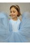 Girl's Island Model Evening Dress Baby Blue Collar Pearl Dress - 3