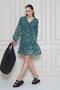 Women's New Season Lined Green Chiffon Long Sleeve V-Neck Mini Summer Dress Flared Dress 700-3758330 - 6