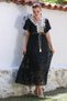 Italian Black V-Neck Lace Sleeve Lined Lace Tassel Detail Casual Woven Dress 136 55 - 4
