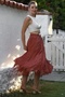 Dusty Rose Layered Washed Elastic Waist Casual Crinkle Asymmetrical Woven Skirt 89 70 - 7