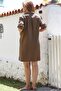 Cinnamon Color Shirt Collar Buttoned Long Sleeve Pocket Washable Casual Muslin Woven Dress 103 65 - 2