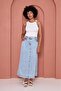 High Waist A-Line Pocket Denim Skirt – Light Blue - 7