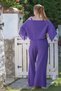Purple Carmen Collar Handkerchief Sleeve Pocket Washable Elastic Waist Muslin Woven Suit 52-108 65-65 - 2