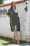 Khaki Shirt Collar Buttoned Long Sleeve Pocket Washable Casual Muslin Woven Dress 103 65 - 6
