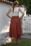 Dusty Rose Layered Washed Elastic Waist Casual Crinkle Asymmetrical Woven Skirt 89 70 - 8