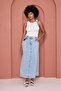 High Waist A-Line Pocket Denim Skirt – Light Blue - 6
