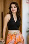 Black Color Halter Neck Open Back Blouse - 7