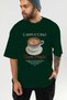Cappuccino Cocktail Front Printed Green Oversize T-Shirt Men's Women's 100% Cotton Crew Neck T-Shirt - 6