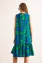 Women's Green Blue Skirt Flounced Woven Viscose Dress Elb-19002502 - 6