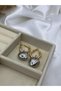 Gold Color Hoop Steel Earrings with Silver Heart Detail - 4