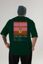 Tiki Mai Tai Cocktail Back Printed Green Oversize T-Shirt Men Women Cotton Crew Neck T-Shirt