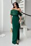 Emerald Collar Detailed Slit Evening Dress