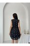 Black V-Neck Flounce Lined Chiffon Dress - 6