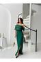 Emerald Collar Detailed Slit Evening Dress - 2