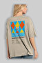 Mary Pickford Cocktail Back Printed Beige Oversize T-Shirt Men Women Cotton Crew Neck Tshirt - 3