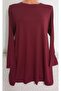 Er Clothing Combed Cotton Tunic Long-Sleeve Crew Neck Claret Red - 3