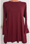 Er Clothing Combed Cotton Tunic Long-Sleeve Crew Neck Claret Red - 4