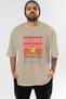 Tiki Mai Tai Cocktail Front Printed Beige Oversize T-Shirt Men Women Cotton Crew Neck T-Shirt