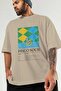 Pisco Sour Cocktail Front Printed Beige Oversize T-Shirt Men Women Cotton Crew Neck Tshirt - 3