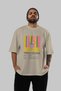 Pina Colada Cocktail Front Printed Beige Oversize T-Shirt Men Women Cotton Crew Neck Tshirt - 5