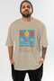 Mary Pickford Cocktail Front Printed Beige Oversize T-Shirt Men Women Cotton Crew Neck Tshirt
