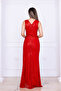 Sequin Fish Tail Evening Dress - Red - 6