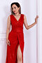 Sequin Fish Tail Evening Dress - Red - 4