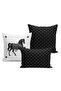 Classic Horse Series Double Sided Digital Printed Set of 3 Throw Pillow Covers (Horse)