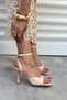 Buena Beige Leather Band Detail Heeled Women's Sandals - 4
