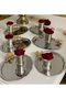 20*25 cm Oval Steel Butterfly Tray and Red Rose Rose Bucket 6-Piece Set - 3