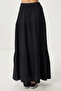Flounced Summer Muslin Skirt Lkt0005 Black - 5