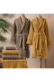 Verto 100% Cotton Family Bathrobe Set Mustard/Beige (6 Pieces)
