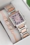 Steel Cord Steel Case Women Wrist Watch, 3 Atm Waterproof Silver-Rose Zmfer194 - 4