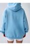 Light Blue Hooded Kangaroo Pocket Sweatshirt Hodie - 3