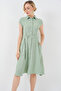 1677 Full Length Buttoned Belted Dress - E.Green - 2