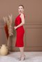 Atlas Rose Detailed Pencil Long Dress - Red - 5