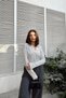 Women's Mint Polo Collar Linen Blouse, Long Sleeve, Regular Cut, Casual and Sports Quality Fabric Sweatshirt - 5