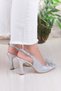 35389 Jena Silvery Tassel Buckle Detailed Closed Front Open Back Heeled Women's Shoes - 4