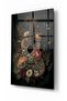 Guitar Flower Pattern Cream Tones Decorative Glass Table - 2