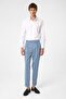 Baby Blue High Waist Buckle Closure Pleated Men's Trousers - 2