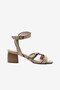 Florante Beige Suede Women's Shoes with Ankle Strap Detail, Pack of Block Heel