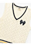 V-Neck Knitted Textured Bow Detailed Sweater Sweater - 3
