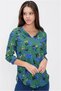 Women's Green Collar Slit Crepe Blouse with Three Quarter Sleeves Floral and Wear Out - Suitable for Hijab - 2