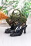 35389 Jena Silvery Tassel Buckle Detailed Closed Front Open Back Heeled Women's Shoes - 6